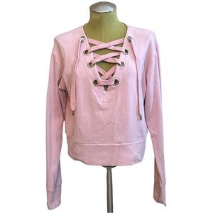 REDHEAD Pink Lace-Up Women's Pullover